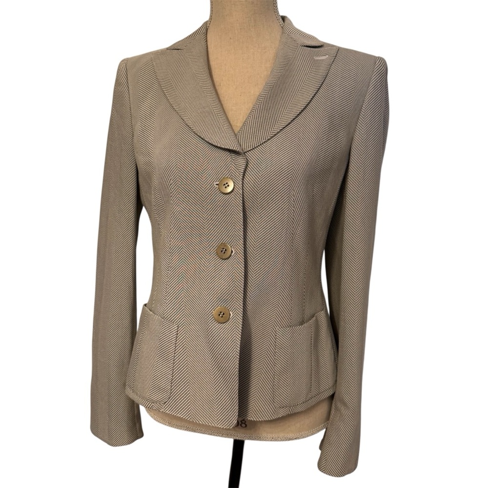 ARMANI COLLEZIONI JACKET COAT BLAZER BLACK WHITE ITALY SIZE 6